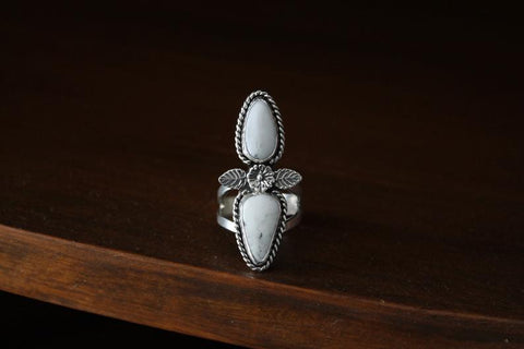 Statement White Buffalo Ring Size 7