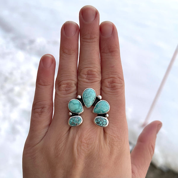 White Water Turquoise Statement Ring (size 8)